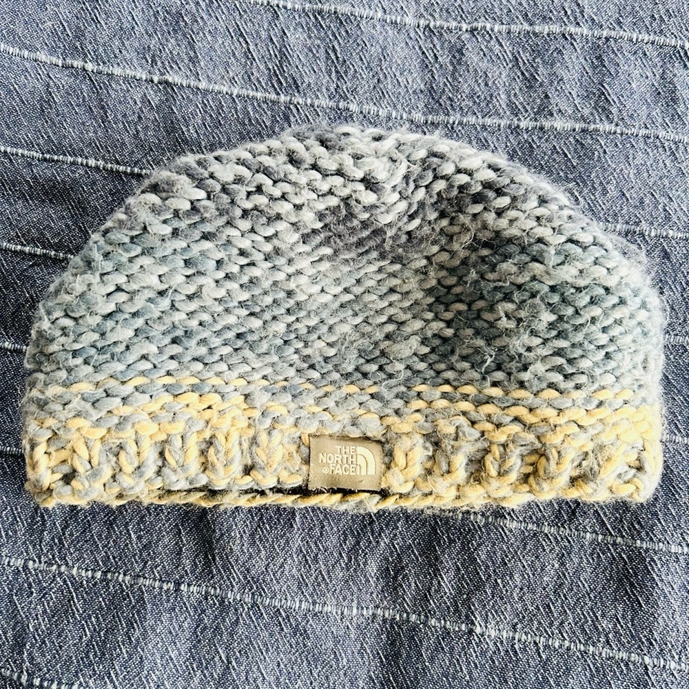 The North Face Blue and Cream Knit Hat